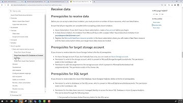 Azure Data Share Prerequisites for Receiving into Azure SQL DB or Synapse Analytics(formerly SQL DW)