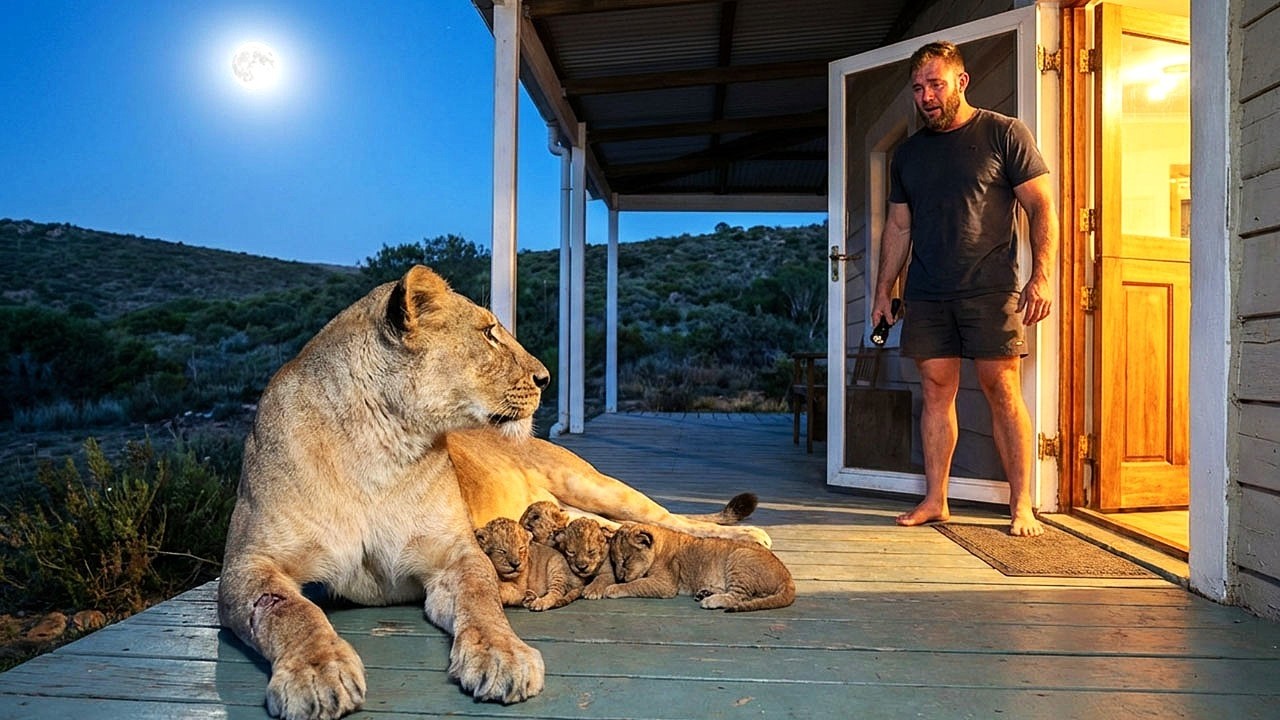 Bombeiro Salva Leoa de Incêndio, 7 Meses Depois Ela Aparece na Varanda Dele Com 3 Filhotes