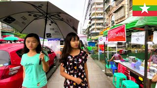 🇲🇲 A Rainy Day Stroll Through Vibrant Yangon Street in Myanmar