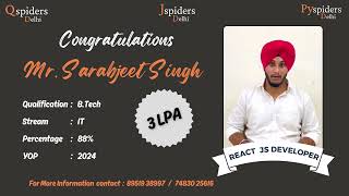 "QSpiders Delhi Student Lands REACT JS DEVELOPER Role!"