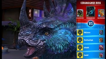 Ceramagnus raid boss defeated by Dio LVL28, Gemini, Tryo, Tuora EP3 (Jurassic World Alive V2.3)