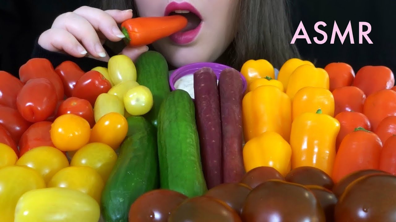 HEALTHY EATING ASMR Raw Veggie Platter - EXTREMELY SATISFYING Crunchy Sounds