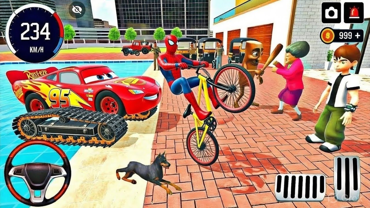 Car Bike Game: McQueen an Indian Tractor and drives a new Indian Police Android GamePlay