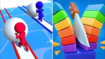 Snow Race Vs Slice It All 🔵🔴🟠Walkthrough Max Levels Android IOS Looking Good Gameplay HU12