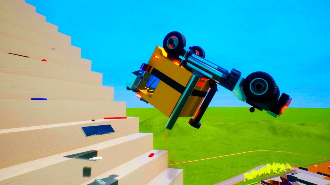 Stairs Jumps Down Lego Cars Brig Rigs YouTube
