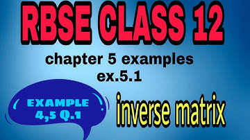 RBSE CLASS 12TH CHAPTER 5 EXAMPLES 4,5, EX 5.1 Q.1 inverse matrix