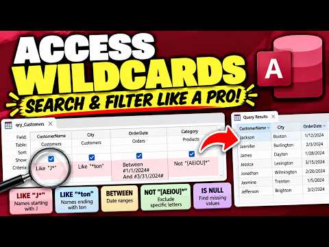 *How to Use Wildcards in Microsoft Access Queries | LIKE, , [ ] & More