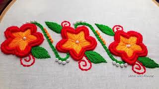 Hand embroidery beautiful border design for dress