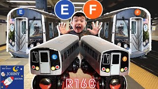 Johny's MTA Train Ride Gone Wrong On E & F Subway Trains And Munipals Wooden Subway Toy Trains Unbox