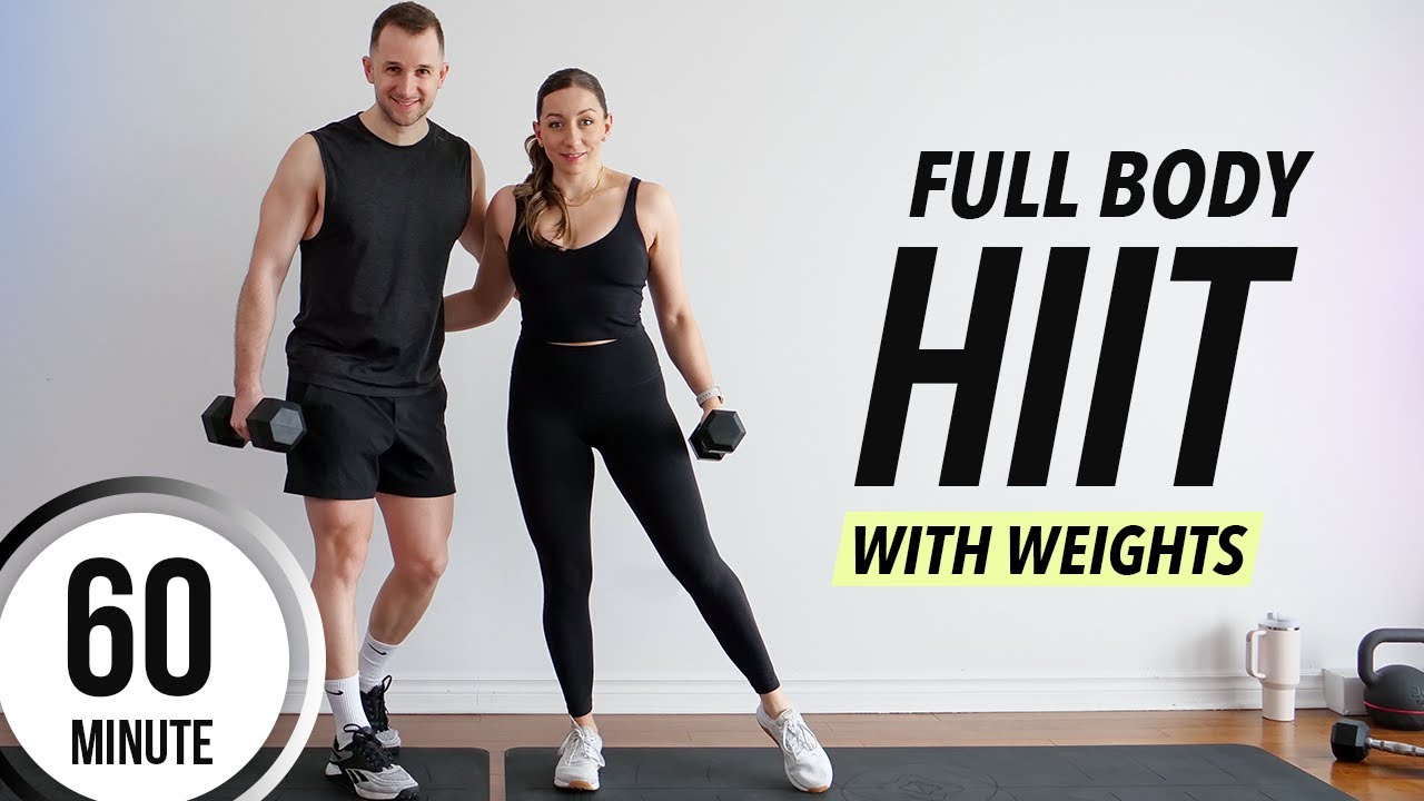 1 HOUR FULL BODY HIIT WORKOUT with Weights at Home [Strength & Cardio ...