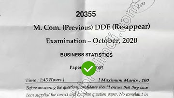 2020 Mdu MCom DDE Previous Year Reappear Business Statistics Question Paper