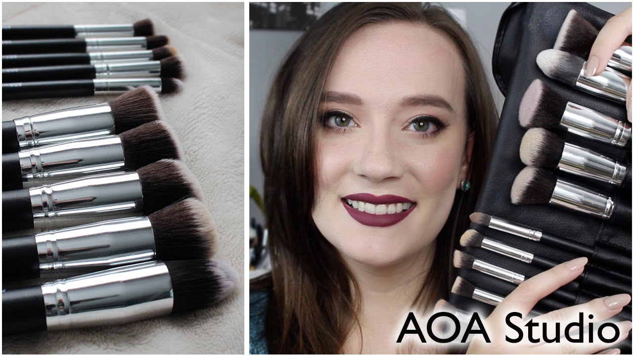 AOA Studio 10 Piece Hi-Def Professional Kabuki Makeup Brush Set