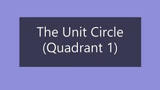 The Unit Circle Quadrant 1