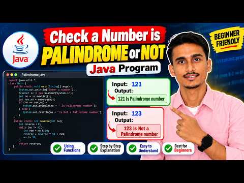 Java Program to Check Palindrome Number | Java for Beginners