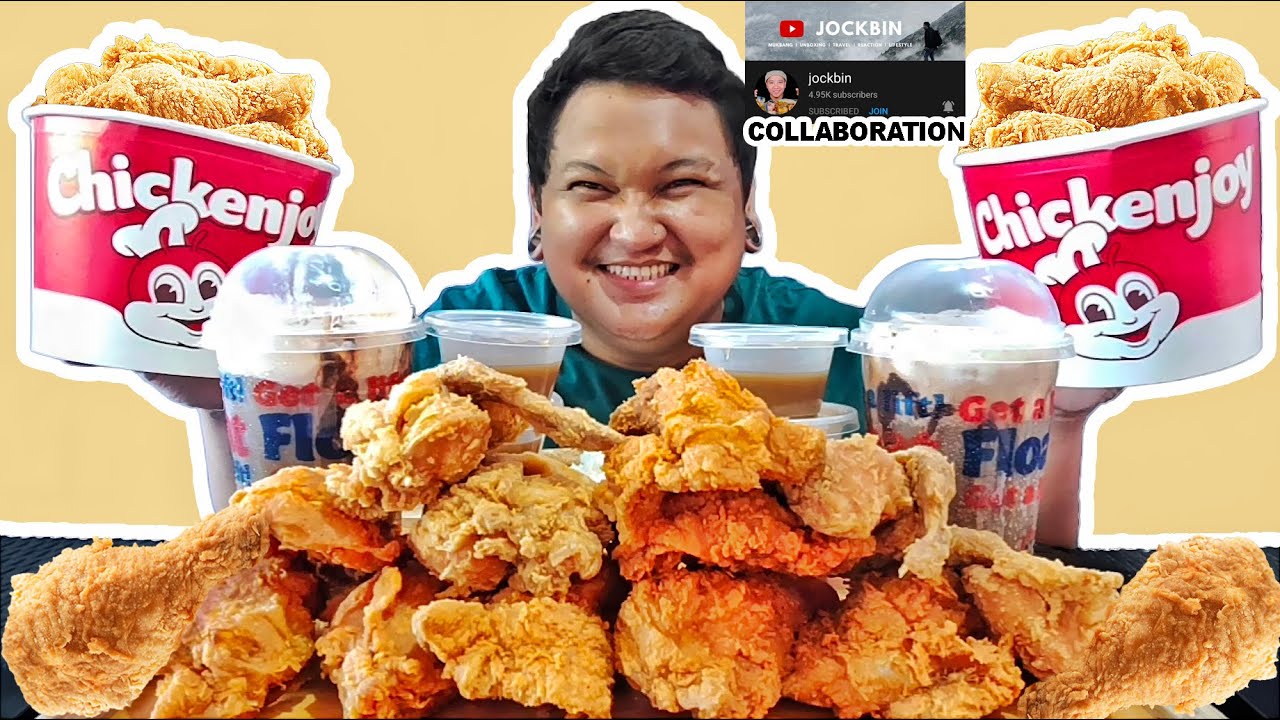 2 BUCKET JOLLIBEE CHICKENJOY & 2 COKE FLOAT MUKBANG COLLAB with @jockbin