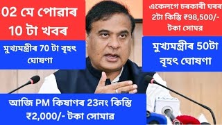 Assamese News Today 02 may 2026 | Orunodoi 1250, PMAY House, Ration Card, SHG Woman 25000,PM Kisan