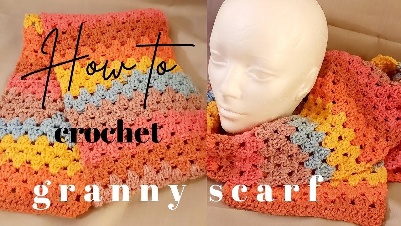 Crochet granny scarf