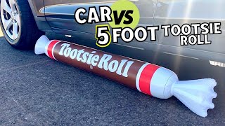 Crushing Crunchy and Soft Things by Car ASMR // Car vs 5 FOOT Tootsie Roll Inflatable Pop!!!