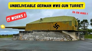 Incredible WW2 gun turret on the top of a hill. This is just