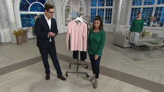 H by Halston Scoop-Neck Pullover Sweater with Sleeve Detail on QVC