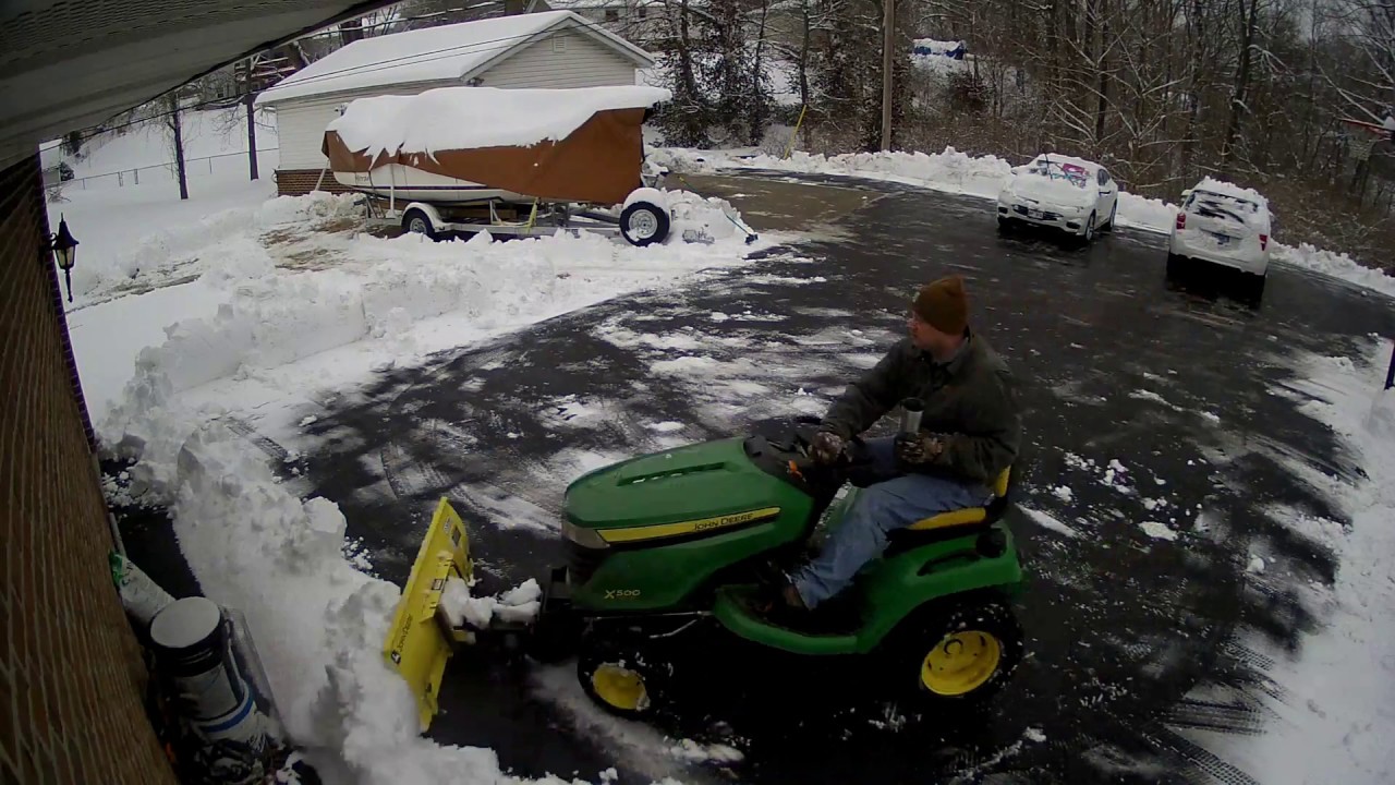 John Deere x500 plowing snow YouTube