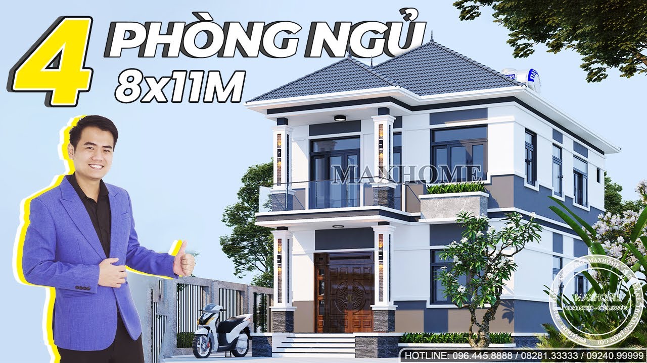 Mẫu nhà 2 tầng mái Nhật quá tiện nghi | 90m2 có ngay 4 phòng ngủ |