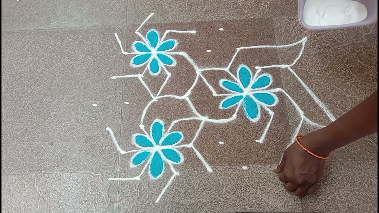 Trending rangoli design ✨😍 New kolam!! Simple rangoli!!easy design!!