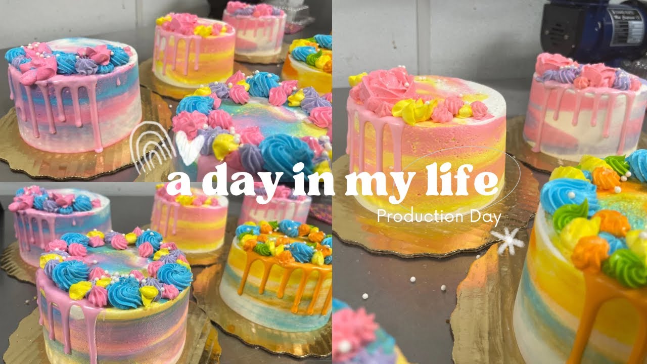 Day In My Life | Cake Decorating | Production Day | Marble Design Mini ...