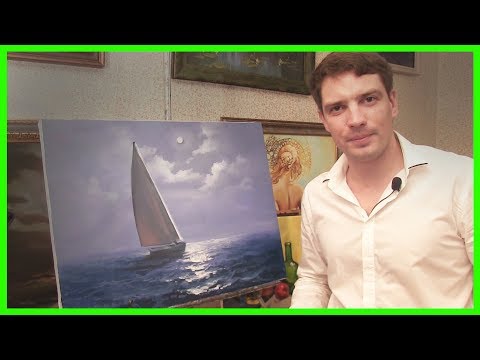Видео урок живописи Яхта в Море. Александр Южаков +79857776200