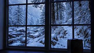 Snowstorm Beyond Modern Bedroom Window | Cozy Winter Sounds for Deep Sleep Every Night Tonight