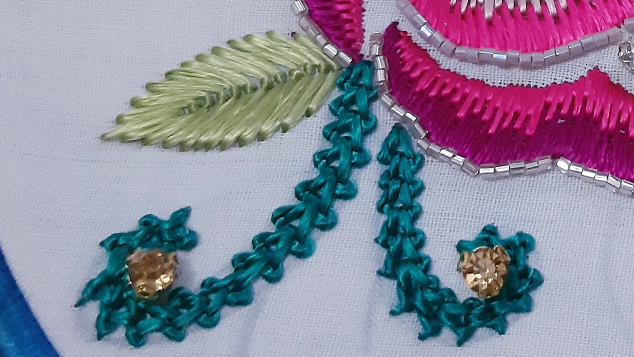 طرز الرباطي باليد غرزة و تقنية جديدة فالعريشات والوريقات طريقة سهلة ومنظر رائع