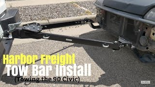 Harbor Freight Adjustable Tow Bar Install  Towing my EF Civic B20B Track Car