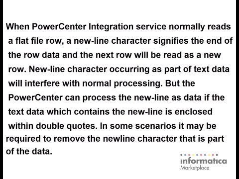 PowerCenter Mapping : Remove Newline In Flat File Data