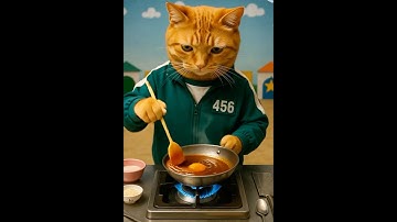 Squid Game Cat Makes Dalgona Candy for the Front Man – Intense Challenge Begins! #viral #squidgame