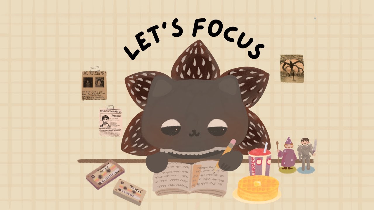 35/5 Stranger Things Pomodoro • Study With Demogorgon Cat | Chillwave + Rain Ambience