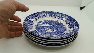 Broadhurst Ironstone blue and white china English scenes side