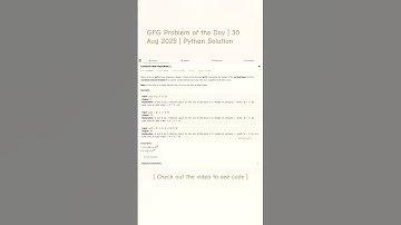 GFG Problem of the Day | 30 Aug 2025 | Python Solution #dsa #geeksforgeeks #coding #python