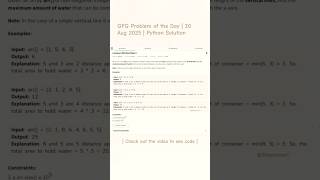 GFG Problem of the Day | 30 Aug 2025 | Python Solution #dsa #geeksforgeeks #coding #python