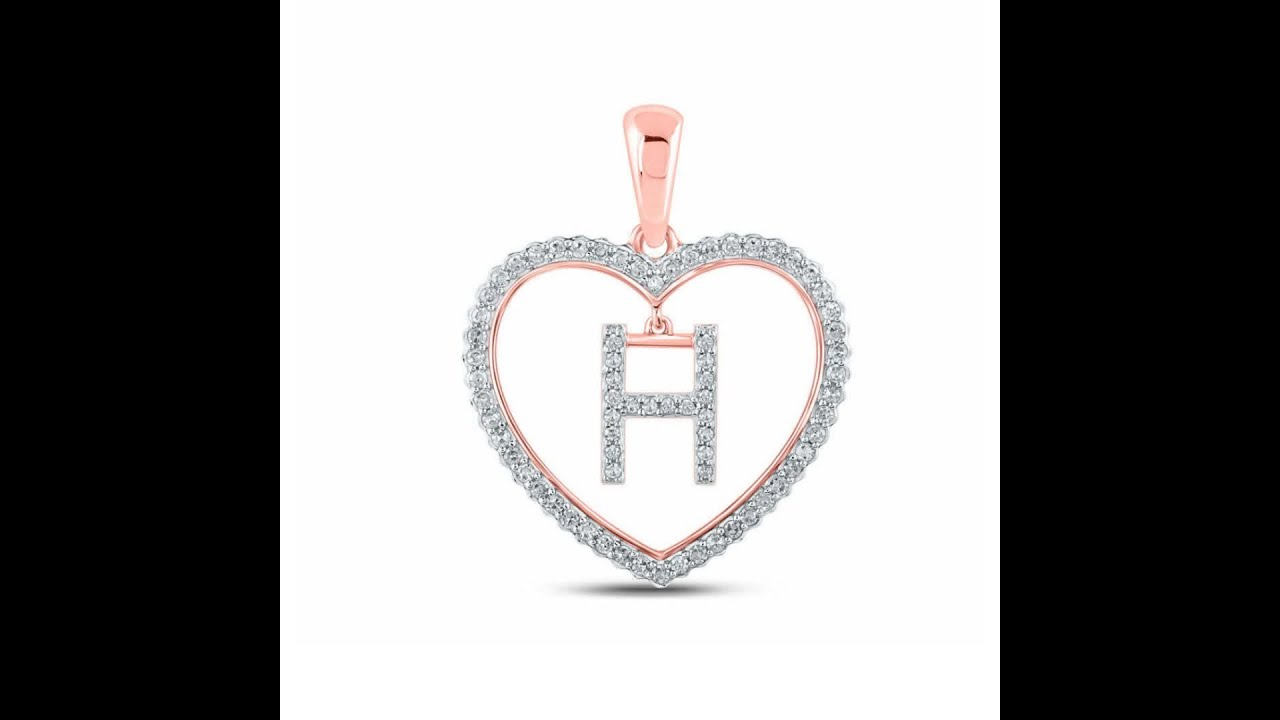 Romantic Rose Gold Diamond Heart H Letter Pendant