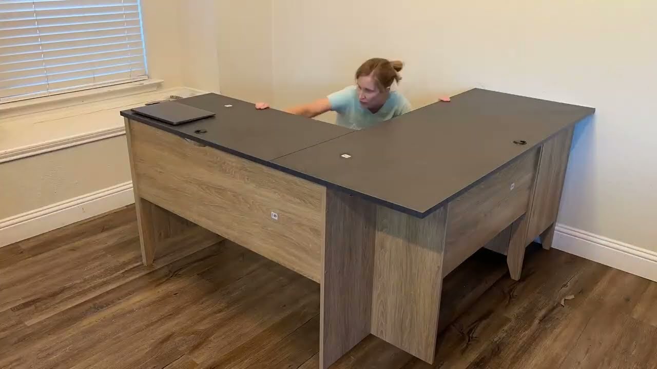 Sauder LShaped Desk TimeLapse Assembly YouTube