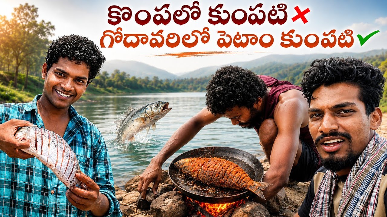 గోదావరిలో చేపని కాల్చుకొని తిన్నాం 😃 | FUNNY COOKING VIDEO | కొంపలో కుంపటి 😀