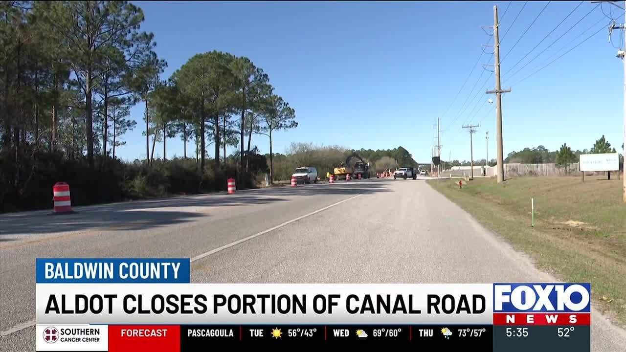 Portion of Canal Road in Gulf Shores to close starting Monday