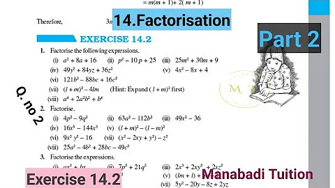 8th Class maths| Chapter 14 |Factorisation|💁‍♀️Exercise 14.2 |Q no 2 |part 2|With notes| CBSE|