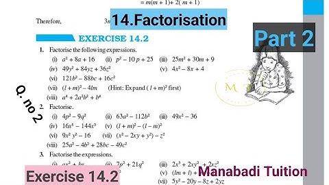 8th Class maths| Chapter 14 |Factorisation|💁‍♀️Exercise 14.2 |Q no 2 |part 2|With notes| CBSE|