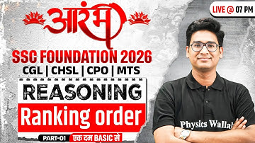 SSC Foundation Reasoning 2026 | Ranking Order Reasoning | SSC CGL, CHSL, CPO, MTS | By Jitin Sir