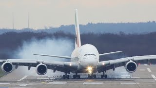 Unbelieveable Airbus A380 Hard Crosswind Landing During Storm at Dusseldorf-4K | Orbitube