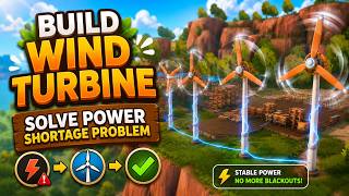 Solarpunk Build Wind Turbine Solve Power Shortage Problem