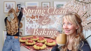 Cozy Spring Clean &amp; Baking 🌸🍰🩵 Refresh &amp; reset, girl talk &amp; lemon raspberry cookies Cottagecore