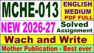 MCHE 013 solved assignment 2026-27 in English || mche 013 solved assignment 2027 || ignou mche013