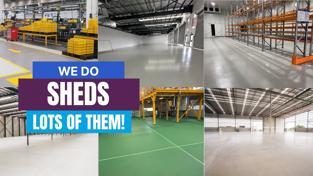 Industrial Floor Coating Contractors - We Do Sheds - Lots of Sheds